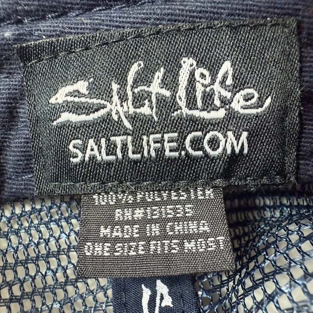 Salt Life Trucker Hat Cap Red White Blue Fish Flag Snapback One Size Fits Most